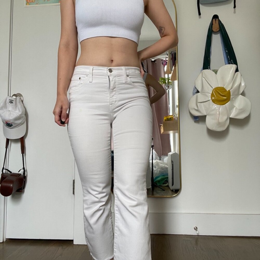 madewell cali demi boot jeans in white